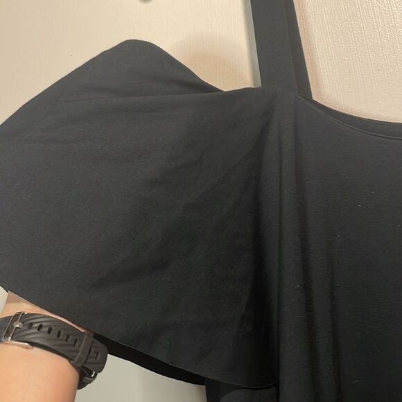 Anthropologie Maeve Black Rory Cold Shoulder Ruffle Mini Shift Dress- Size S - Picture 6 of 7